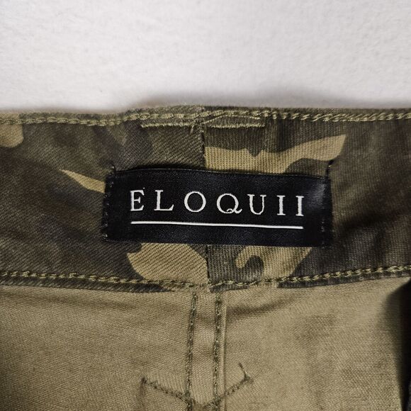 ELOQUII Cargo Pants Camo Plus Size 26 Cotton Stretch Ankle Zip Modern Casual - Picture 9 of 14